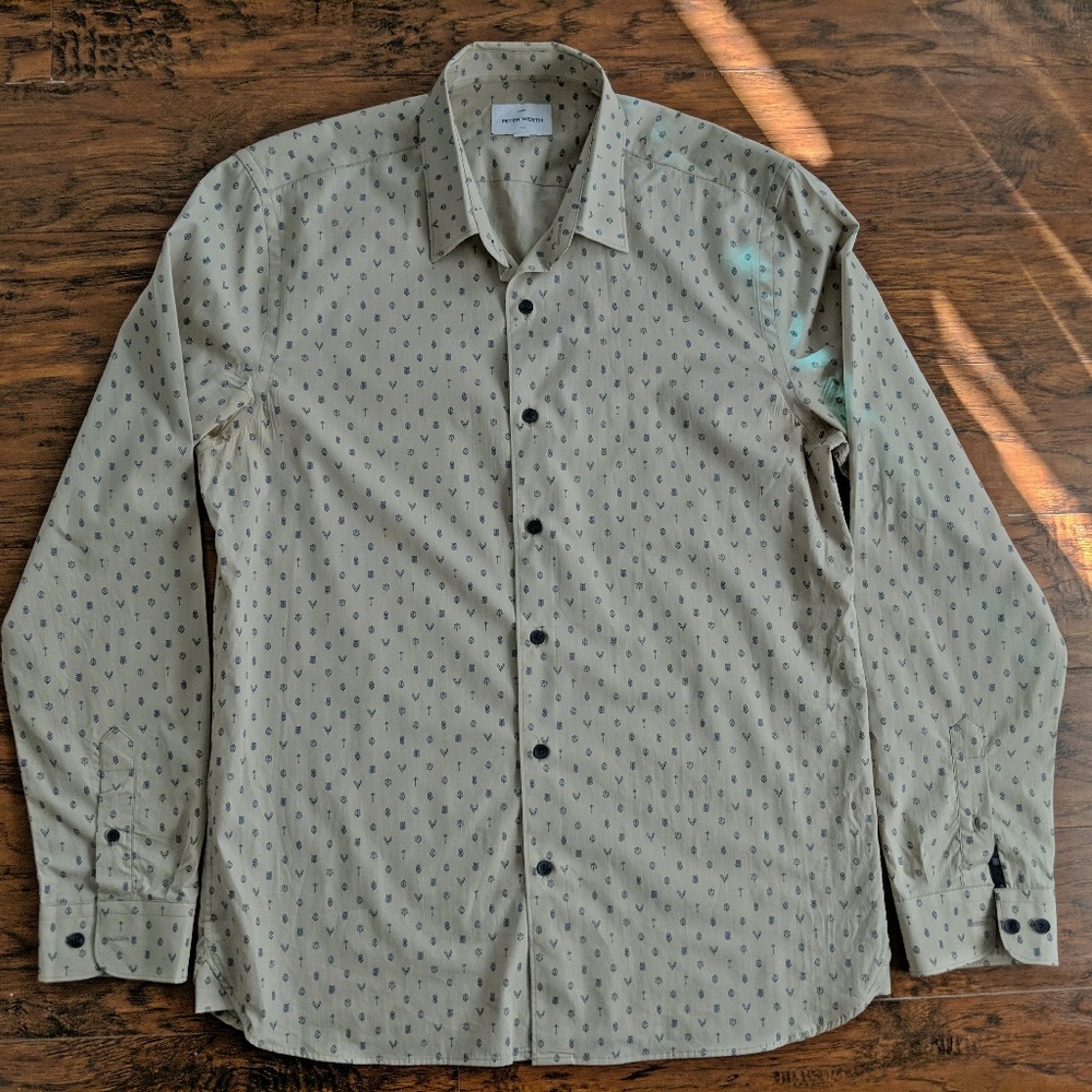 Peter Werth | Cream/Blue | LS Printed Shirt